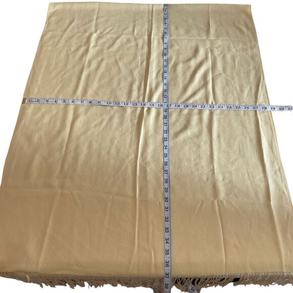 Wrap Scarf 4” Fringe Edge Light Yellow Women Width 28” Length 74” - Picture 5 of 10